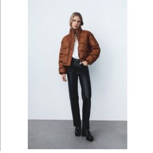 Zara Vegan Leather Pants Relaxed Fit Straight leg 8